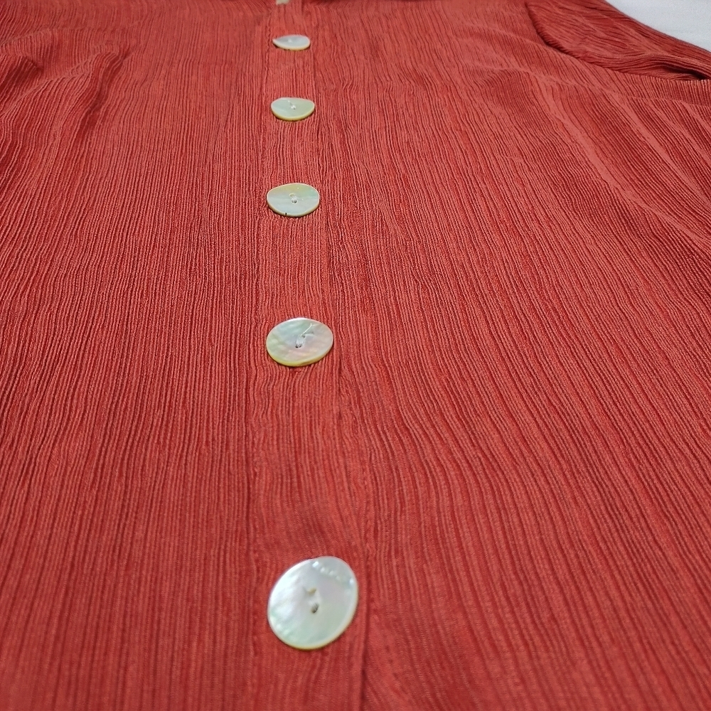 Women's Rust Button-Up Blouse - Picture 10 of 12